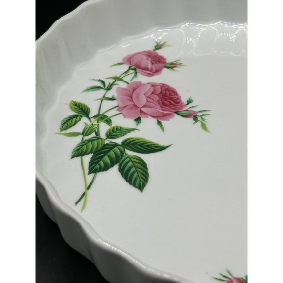 Vintage Christine Holm Ceramic Quiche Tart Plate Pan Roses Floral Pie 9.5" - Picture 7 of 8